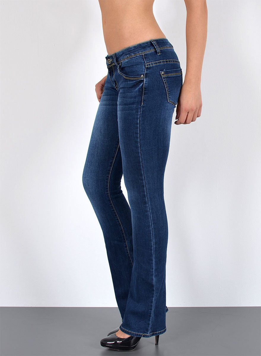 ESRA Bootcut-Jeans B400 Damen Bootcut Jeans Low Waist, bis