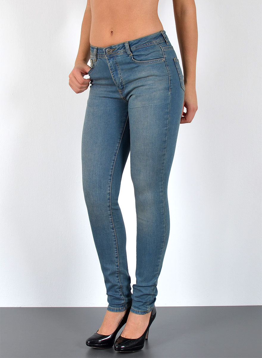 ESRA Jeans Damen High Waist Skinny Fit mit Stretch bis Übergröße