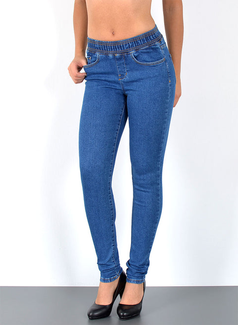 High Waist Skinny Jeans Hose mit elastischem  Gummibund