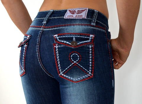High Waist Jeans Straight Leg mit dicker Naht