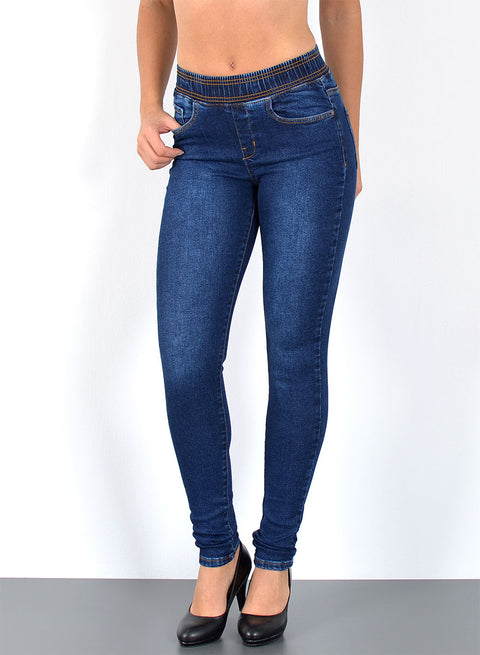 High Rise Skinny Fit Jeanshose mit elastischem  Gummibund