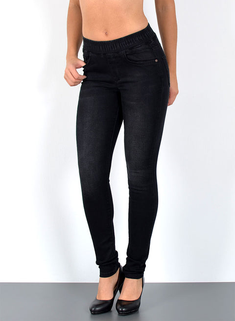 Hochbund Skinny Jeans Hose mit elastischem  Gummibund