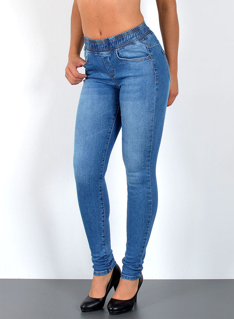 High RIse Skinny Fit Jeanshose mit Gummibund