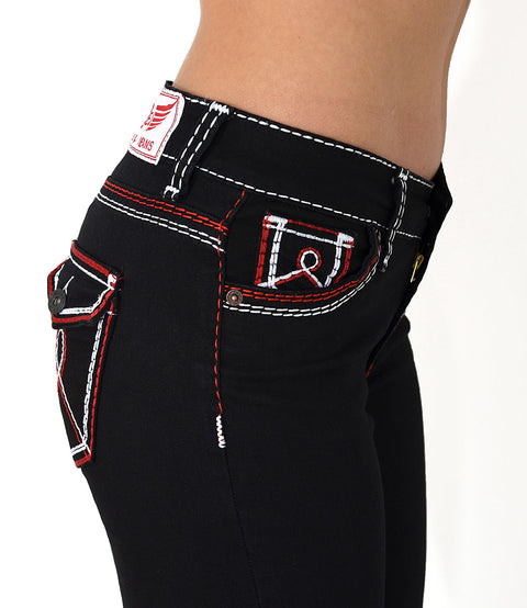 Hohe Bundhöhe Jeans Straight Fit mit dicker Naht