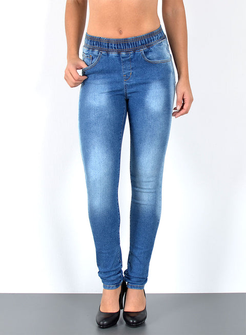 High Waist Skinny Fit Jeanshose mit elastischem  Gummibund
