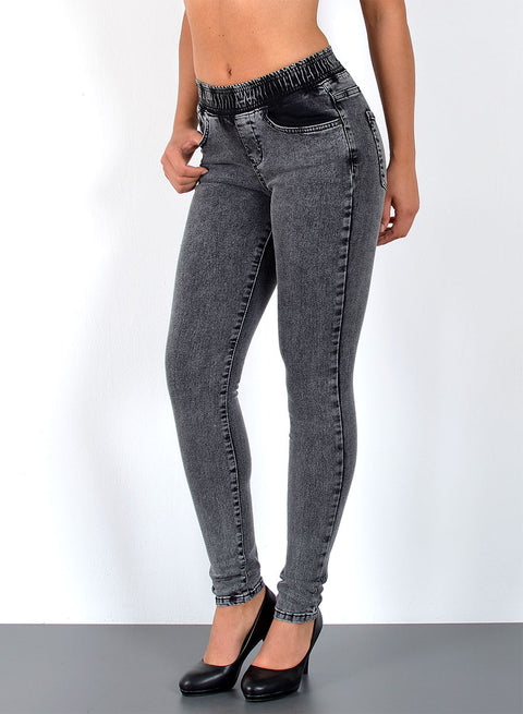 Hoch Bund Skinny Leg Jeans mit Gummibund