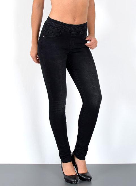 Hochbund Skinny Jeans Hose mit elastischem  Gummibund