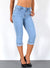 Hellblaue Damen Capri Jeans High Rise