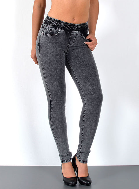 Hoch Bund Skinny Leg Jeans mit Gummibund