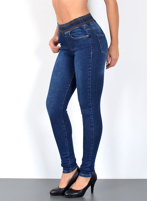 High Rise Skinny Fit Jeanshose mit elastischem  Gummibund