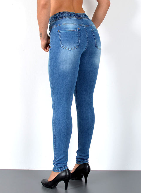 High RIse Skinny Fit Jeanshose mit Gummibund