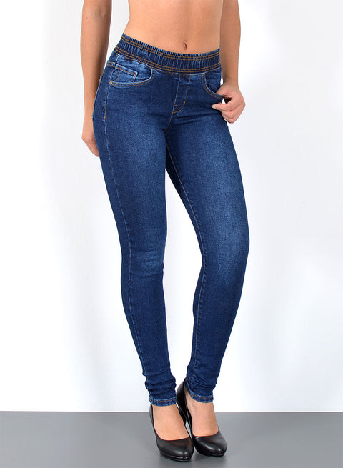 High Rise Skinny Fit Jeanshose mit elastischem  Gummibund