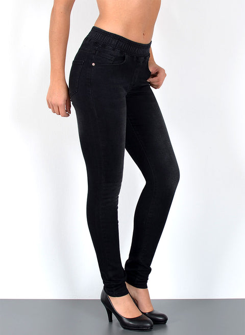 Hochbund Skinny Jeans Hose mit elastischem  Gummibund