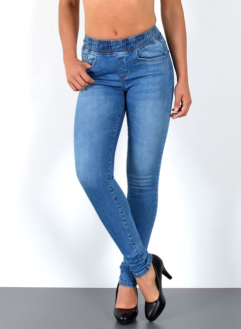 High RIse Skinny Fit Jeanshose mit Gummibund
