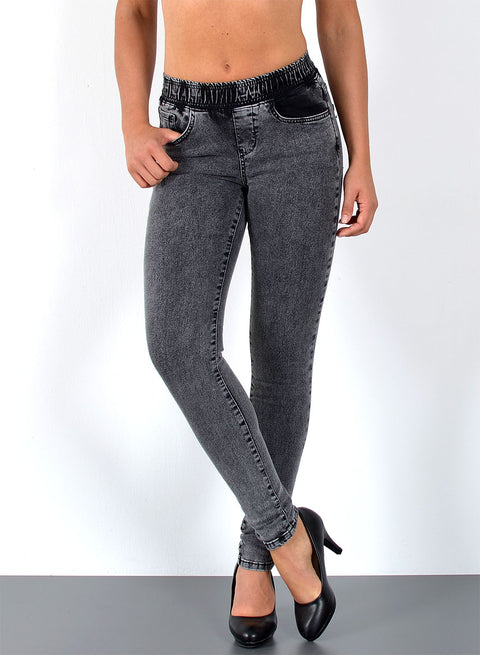 Hoch Bund Skinny Leg Jeans mit Gummibund