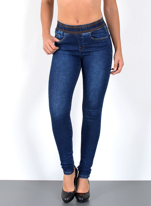 High Rise Skinny Fit Jeanshose mit elastischem  Gummibund