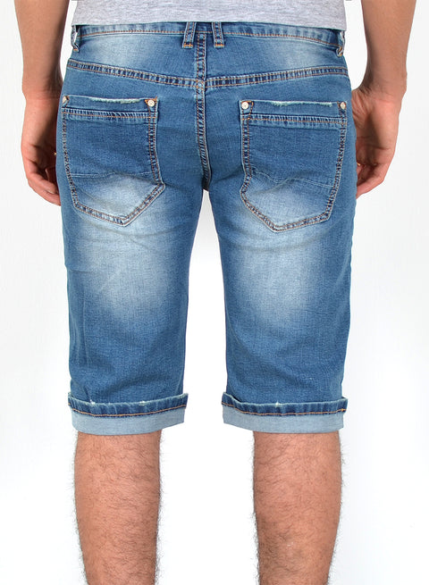 Herren Kurze Jeanshose Straight Fit Shorts Hose