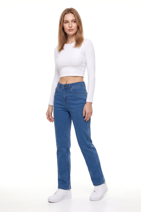 Stretch Jeans Damen Straight Leg