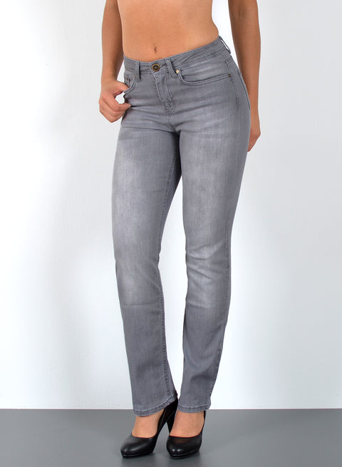 High Waist Jeans Hose Damen Straight Fit mit Stretch