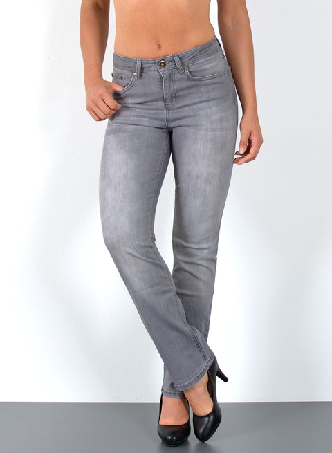 High Waist Jeans Hose Damen Straight Fit mit Stretch