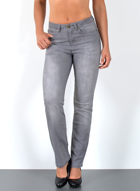High Waist Jeans Hose Damen Straight Fit mit Stretch
