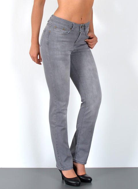 High Waist Jeans Hose Damen Straight Fit mit Stretch