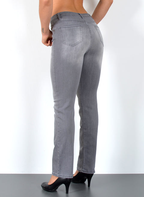 High Waist Jeans Hose Damen Straight Fit mit Stretch