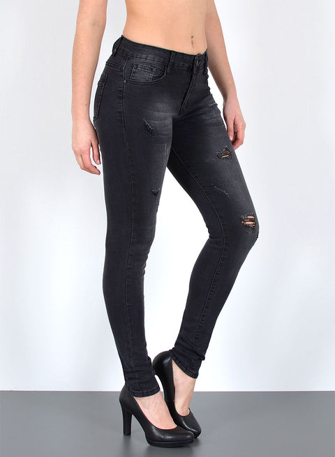 Schwarze High Waist Skinny Fit Jeans