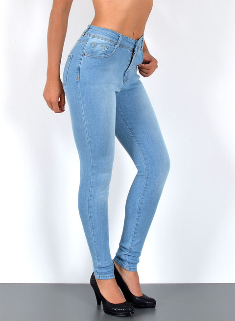 Damen Skinny Fit Jeans High Waist Hellblau