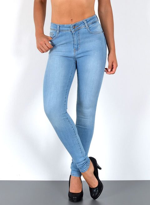 Damen Skinny Fit Jeans High Waist Hellblau