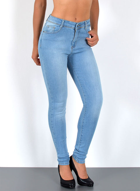 Damen Skinny Fit Jeans High Waist Hellblau