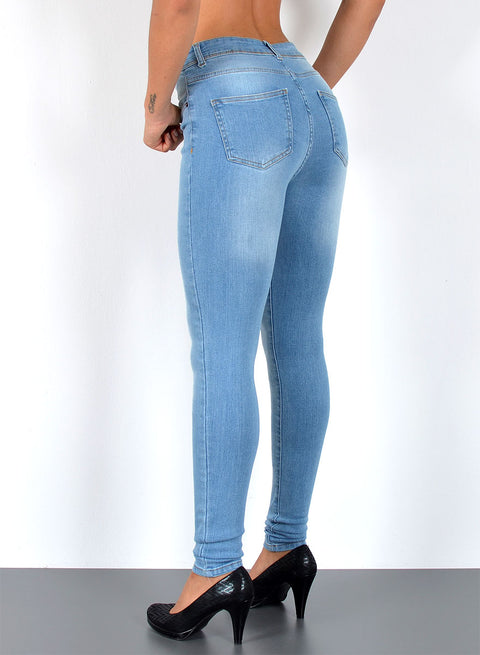 Damen Skinny Fit Jeans High Waist Hellblau