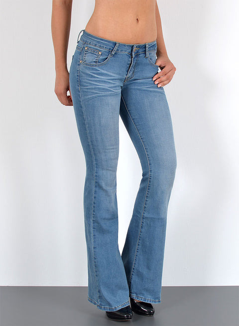 Damen Schlaghose Bootcut Jeans Low Rise