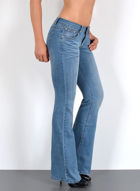 Damen Schlaghose Bootcut Jeans Low Rise