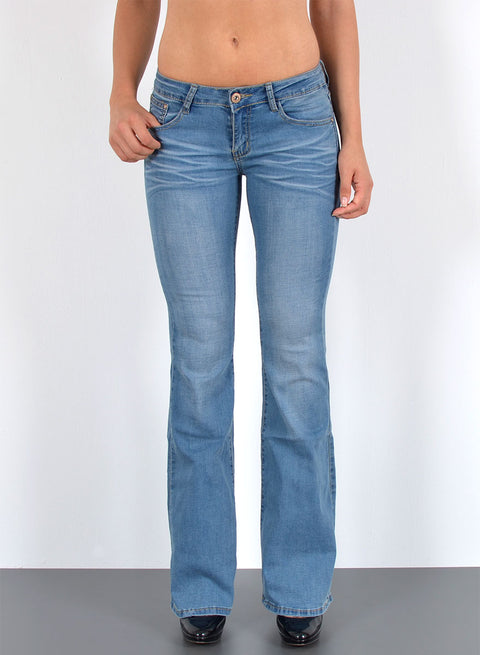 Damen Schlaghose Bootcut Jeans Low Rise