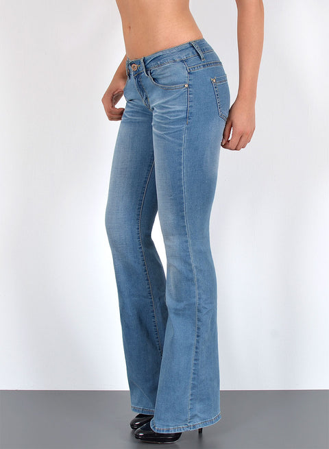 Damen Schlaghose Bootcut Jeans Low Rise