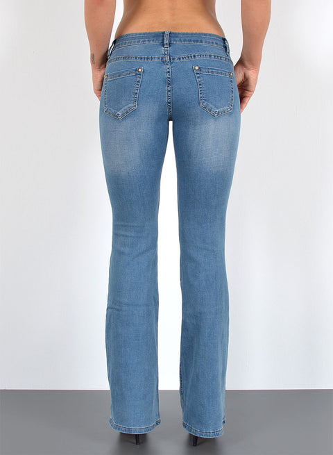 Damen Schlaghose Bootcut Jeans Low Rise