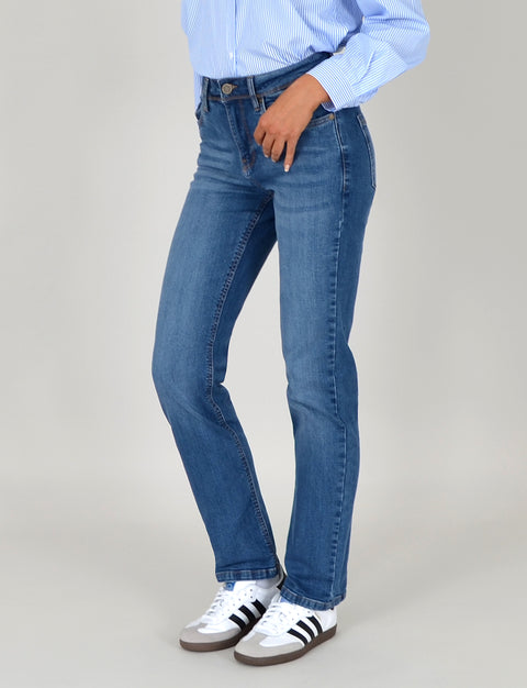 High Waist Jeans Damen Straight Fit Hose mit Stretch bis Übergröße