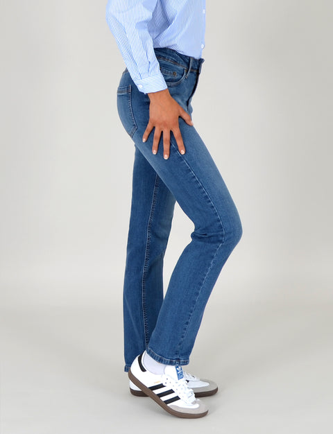 High Waist Jeans Damen Straight Fit Hose mit Stretch bis Übergröße