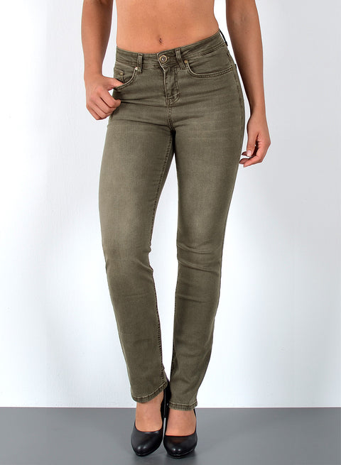 High Waist Damen Jeans Hose Straight Fit mit Stretch