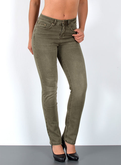 High Waist Damen Jeans Hose Straight Fit mit Stretch