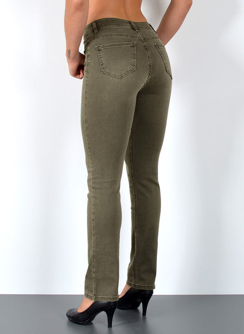 High Waist Damen Jeans Hose Straight Fit mit Stretch