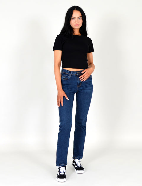 High Waist Straight Leg Jeans mit geradem Schnitt