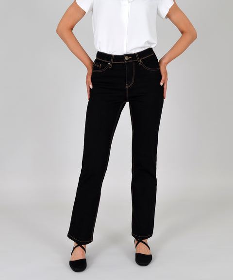 High Waist Straight Fit Jeans Hose Geradeschnitt