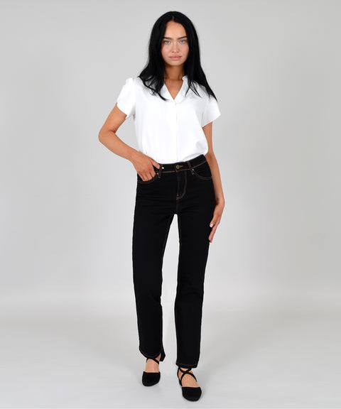 High Waist Straight Fit Jeans Hose Geradeschnitt