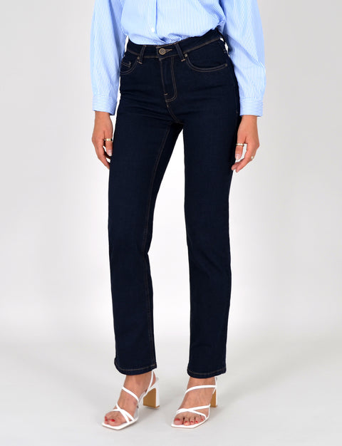 High Waist Straight Fit Jeans Hose Geradeschnitt