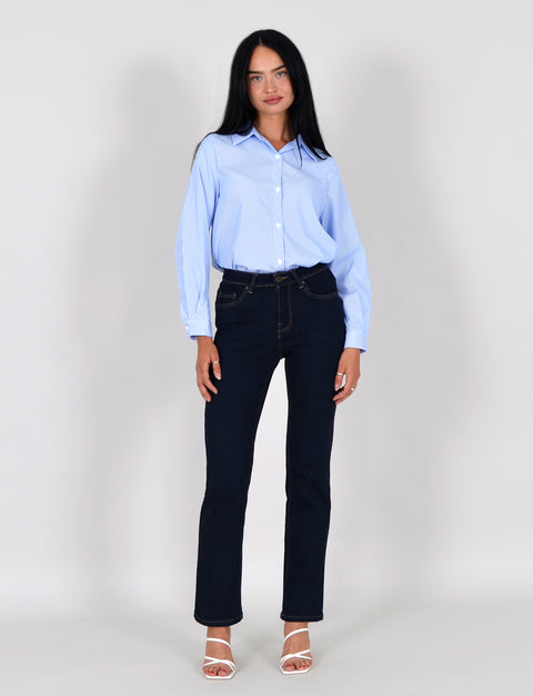High Waist Straight Fit Jeans Hose Geradeschnitt