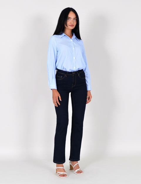 High Waist Straight Fit Jeans Hose Geradeschnitt