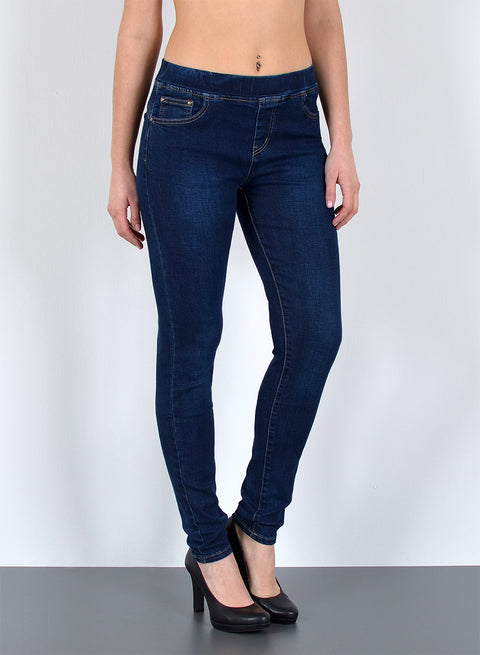 High Waist Skinny Fit Jeanshose mit Gummibund