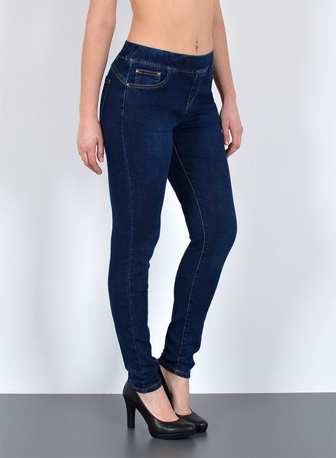 High Waist Skinny Fit Jeanshose mit Gummibund